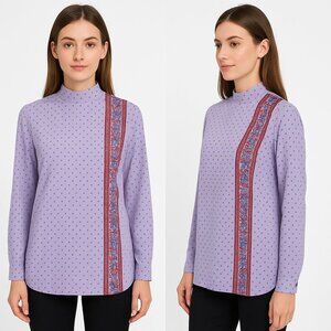 Vintage Lady Blair Top Size 14 Purple Floral Cottagecore Fairy Retro Throwback